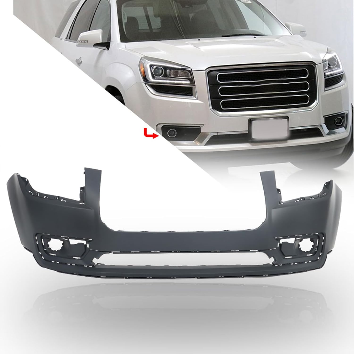 LABLT Primered Front Upper Bumper Cover Fascia Replacement for 2013-2016 Acadia Replacement for 23350830 GM1000942