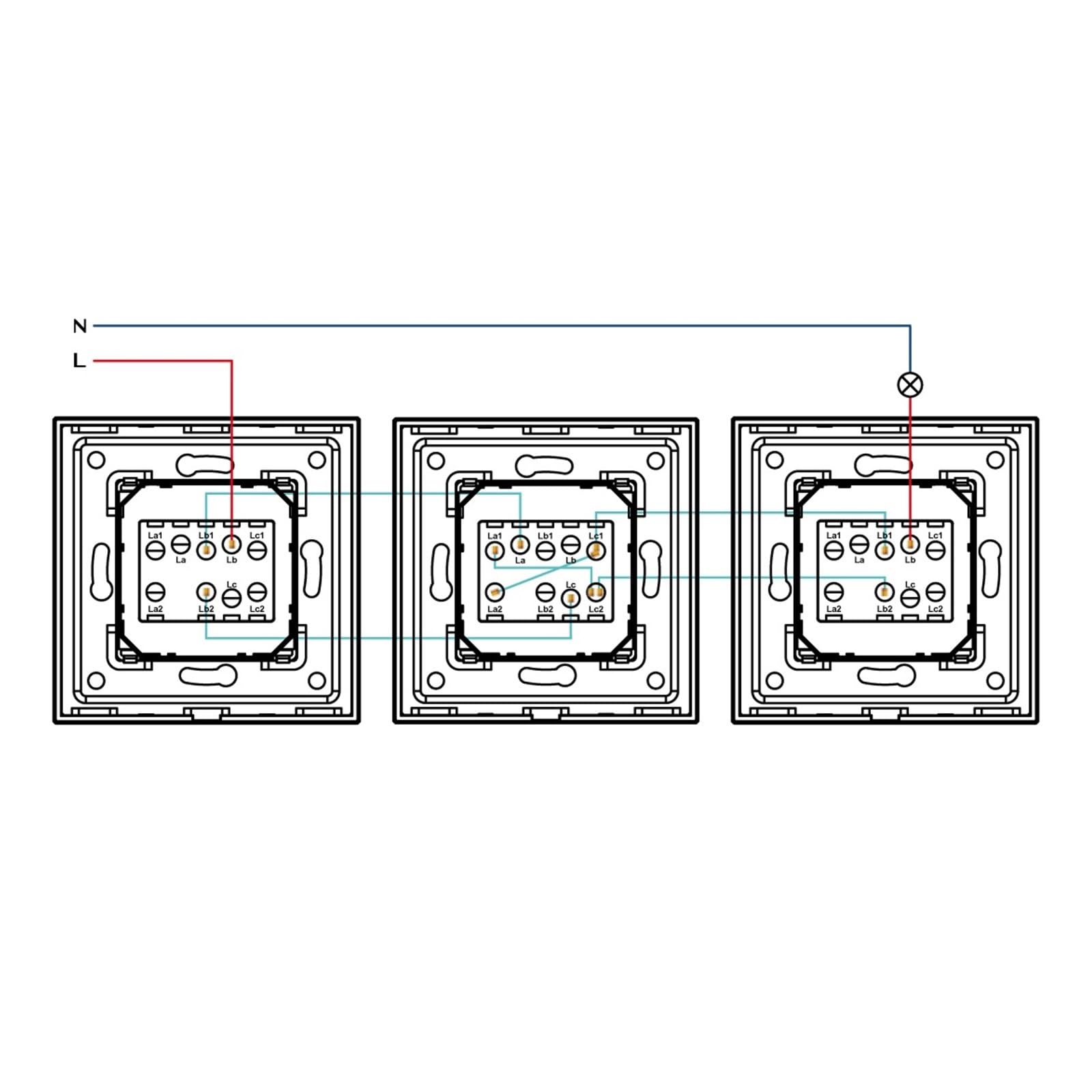 3 Packungen 1 Gang Wege mechanische Taste Lichtschalter Zwischenschalter Kunststoffrahmen Wandleuchte Kreuzschalter(3Pack 1Gang Black)