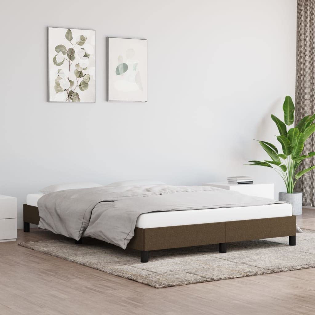 vidaXL Estructura de Cama Matrimonial Somier Tapizado Dormitorio Habitación Muebles Mobiliario Cuarto Descanso de Tela Marrón 140x190 cm