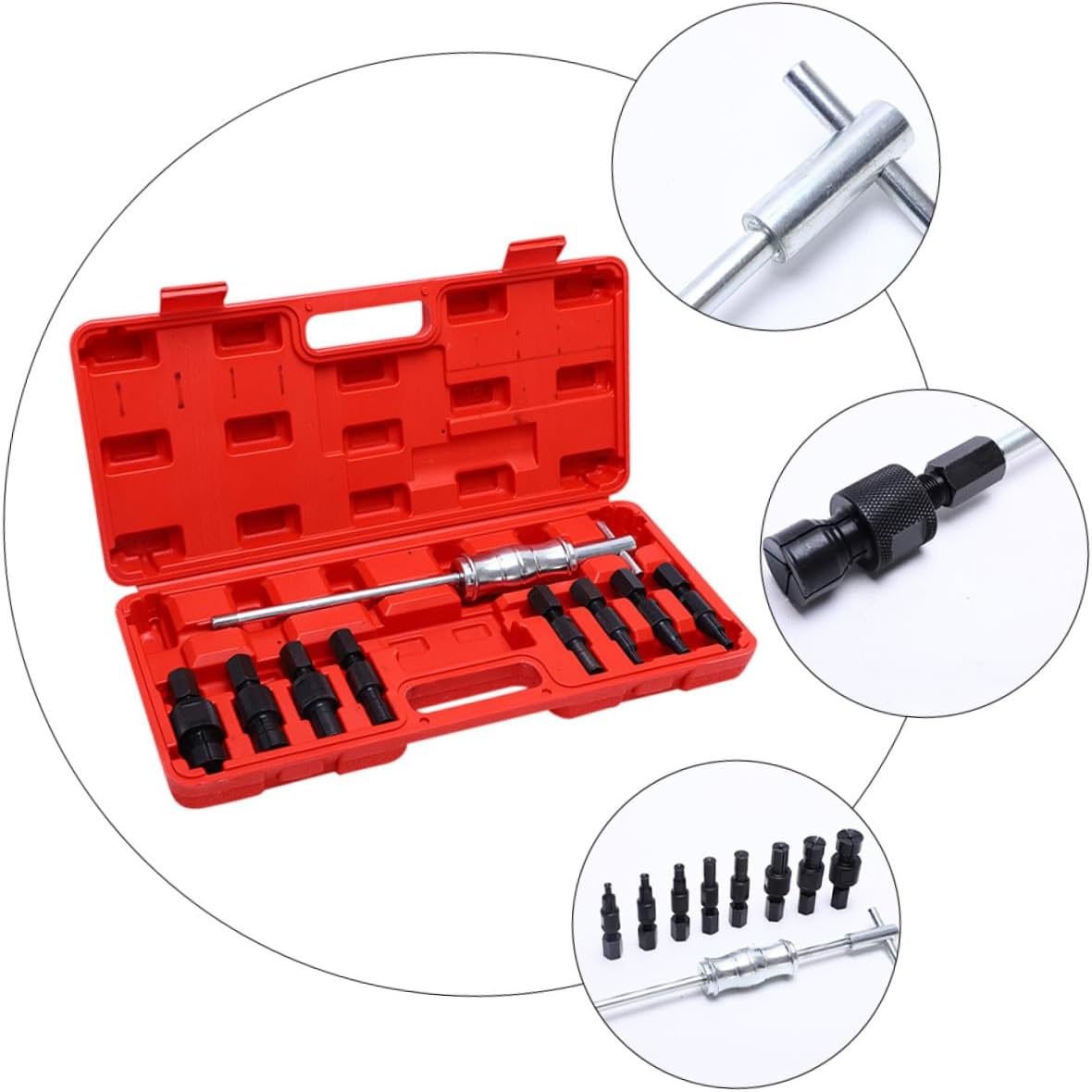 POPETPOP 9pcs Inner Hole Bearing Puller Slide Hammer Set Steel Bearing Extractor Removal Tool for Automotive Repair