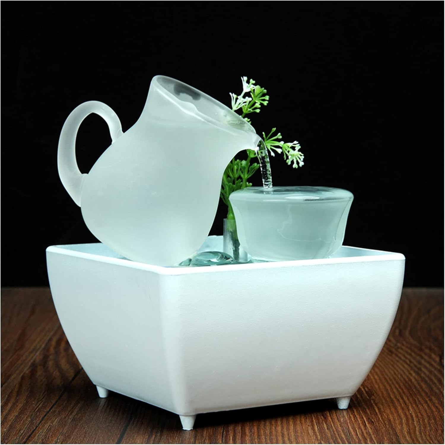 ミニ噴水 卓上噴水USB LED屋内水の噴水照明滝デスクトップの噴水4.7インチ 室内 滝 (Color : A)