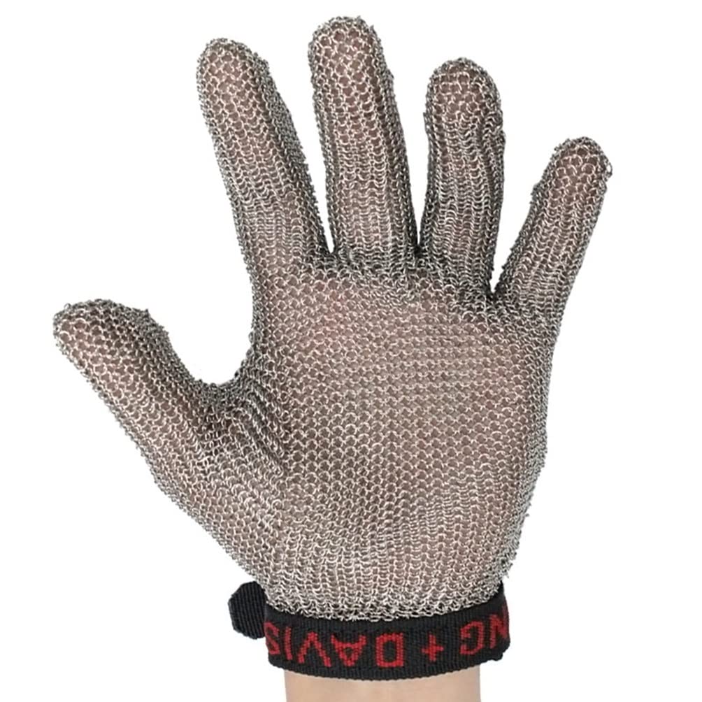 Guantes de Trabajo Anticorte Guantes Resistentes Al Corte Guantes De COTA De Malla, Guantes De Trabajo De Seguridad Chef Butcher con Muñequera De Nailon Ajustable (Size : 1PCS/XXL)