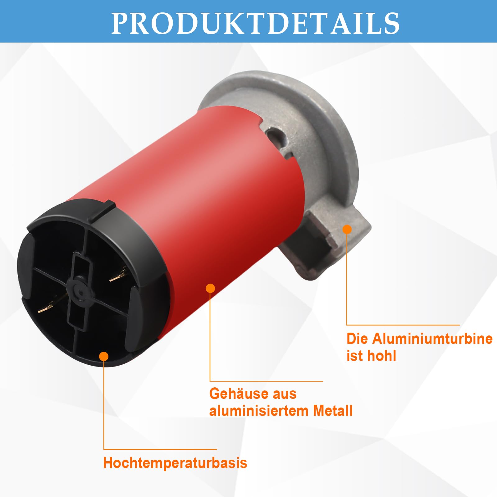 MaxAwe 12 V, 150 dB, sprężarka powietrza, mini pompka do samochodu, zestaw do uniwersalnego klaksonu, chromowana, czerwona, z miedzianym kablem do samochodów osobowych, ciężarowych, łodzi, motocykli