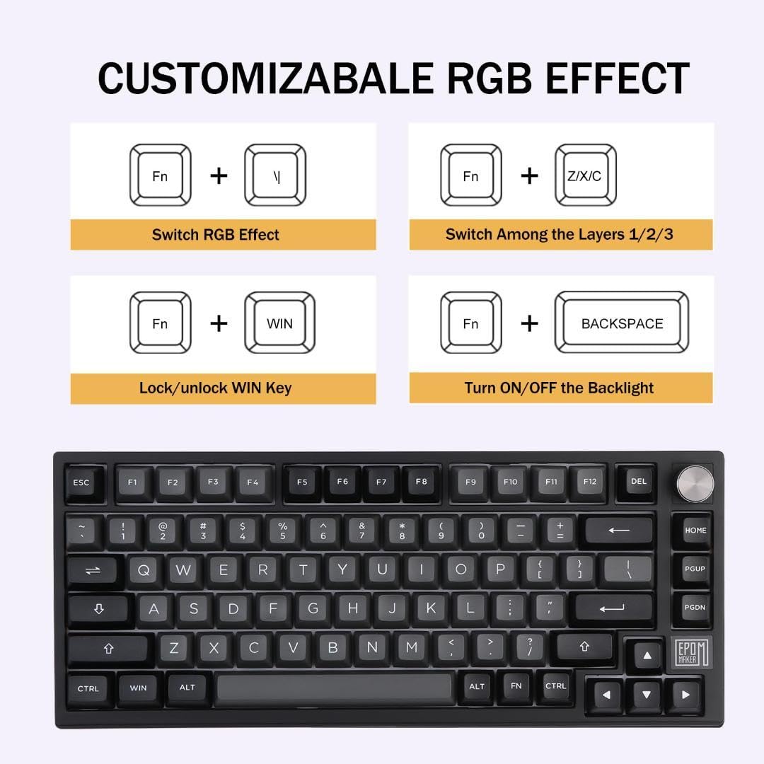 Amazon | メカニカルゲーミングキーボード 75% 80キー 3接続モード 