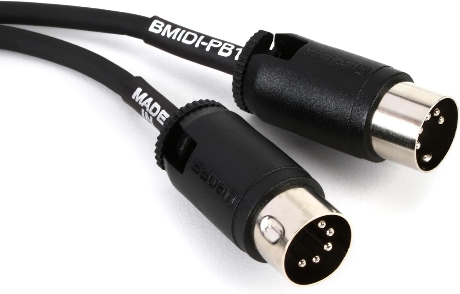 BOSS BMIDI-PB2 MIDI Cable with Adjustable Straight/Angled DIN Connectors - 2 Feet Compatible with MIDI Devices