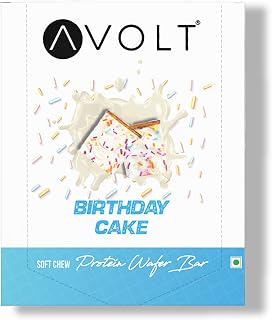 Avolt Birthday Cake Protein Bars with 15g Protein | Pack of 6 x 50g each | High Energy Wafer Bars, No Added Sugar | 100% V... Price In India