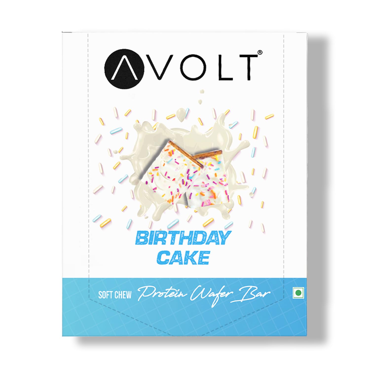 Avolt Birthday Cake Protein Bars with 15g Protein | Pack of 6 x 50g each | High Energy Wafer Bars, No Added Sugar | 100% Veg | Guilt-Free Bar for Fitness & Immunity Booster