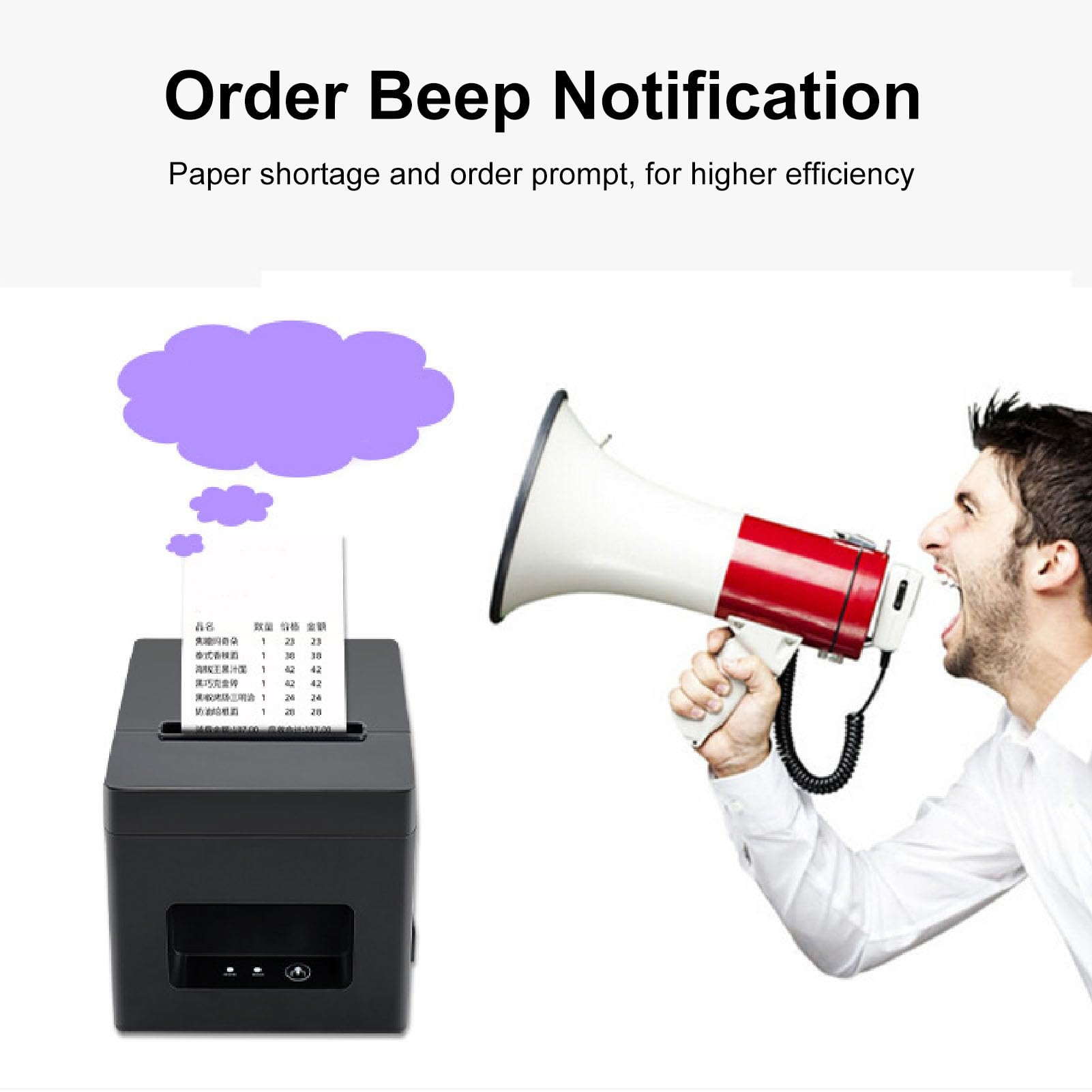 Fafeicy Impresora Térmica de Recibos POS 80mm sin Tinta, USB, Cortador Automático, para Cocina y Cajón de Efectivo, Enchufe UE