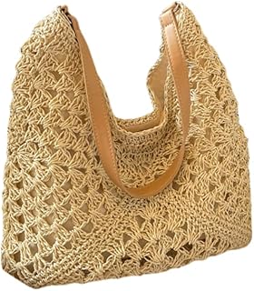 [Guyyelt] 女性用ストローバッグ 編みバッグ 大容量 ショルダーバッグ レディースハンドバッグ 軽量 ポータブル 多用途 カジュアルバッグ 海辺、休暇、ビーチ、水泳、仕事、日常生活、写真小道具などに適しています [並行輸入品]