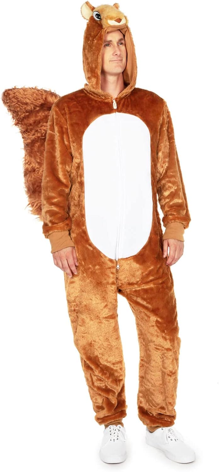 Tipsy Elves Squirrel Halloween Costume For Men - Funny Forest Animal Hooded Onesie Jumpsuit XX-Large