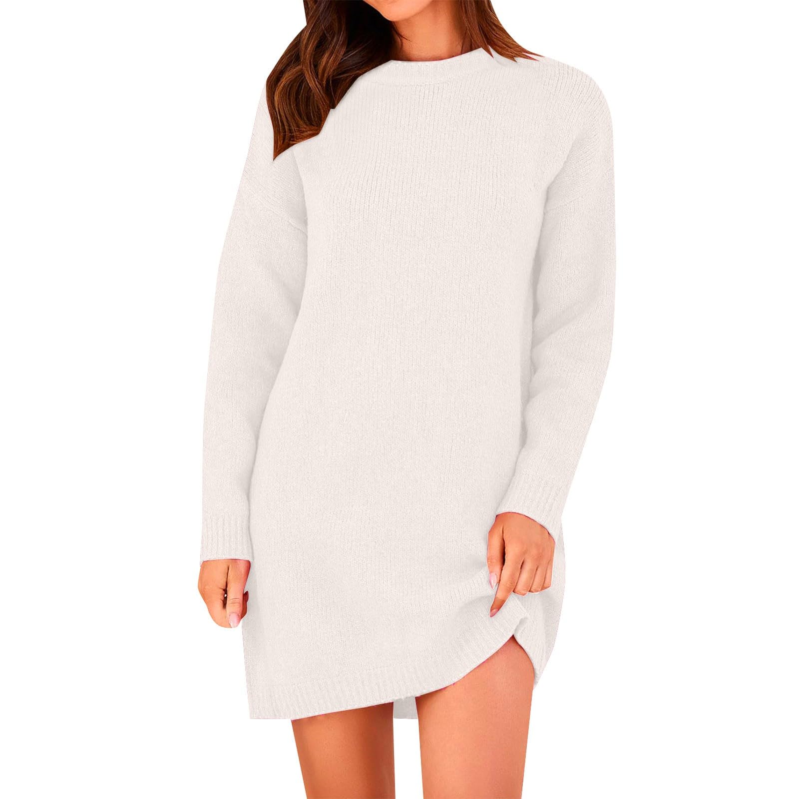 Robe noire femmes ample anti-complexes en maille côtelée XL - 5