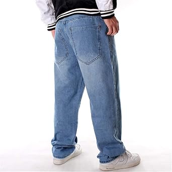 LUOBANIU Men's Baggy Jeans - Vintage Denim Pants - Retro Y2K Stretch Streetwear for Hip Hop Dance and Skateboard for Teens
