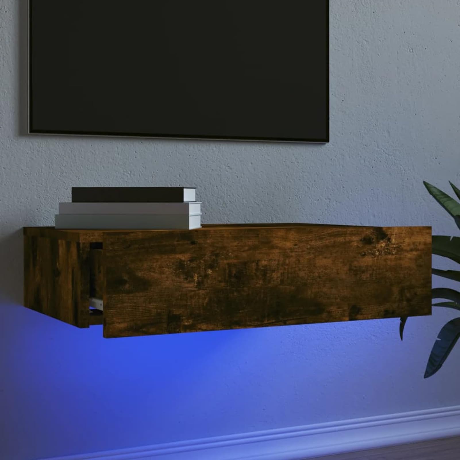 tavolo tv con luci led moderno bianco 2 pezzi