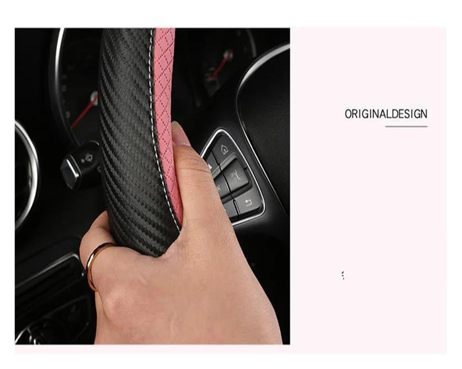 Volantes Protector para Volante Coche, Fibra Carbono, Cuero, Forma D, 38cm, para Citroen DS3 DS4 DS5 DS5 DS 5LS DS6 DS7 DS9 Funda Volante(Azul)