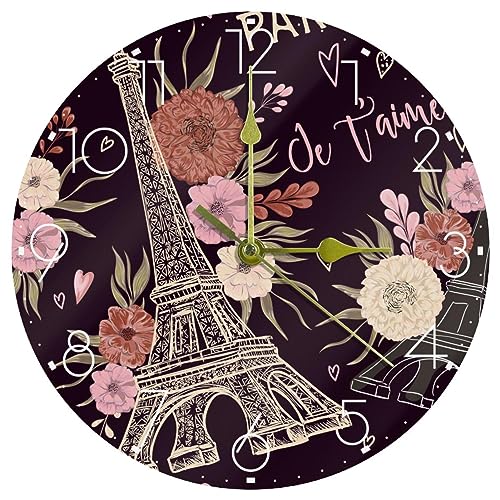 Horloge murale Tour Eiffel silencieuse en acrylique pour salon - 2