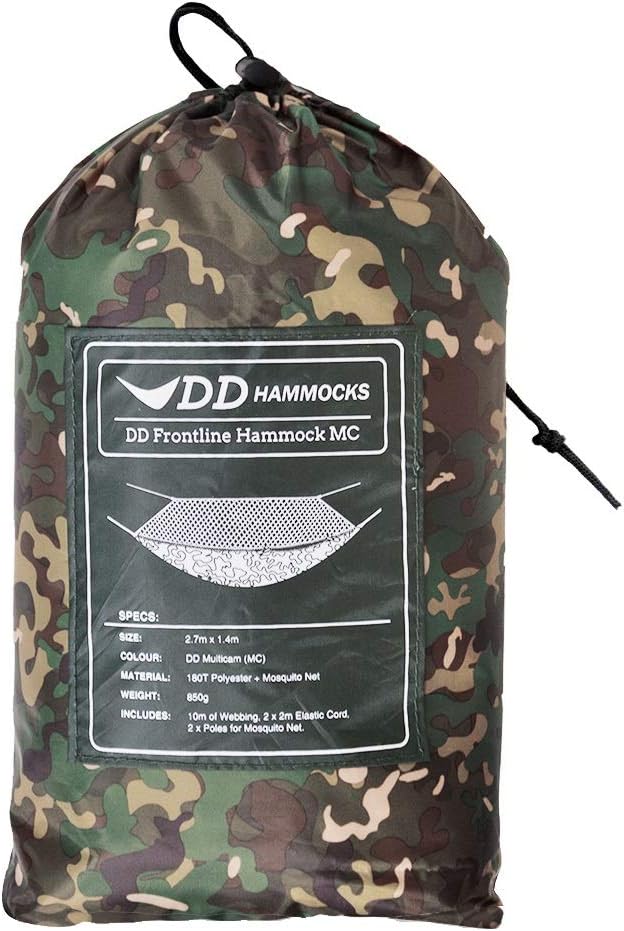 DD Hammocks Frontline Hammock - MC: Lightweight Camouflage Jungle Hammock With Mosquito Net For Camping And Hiking