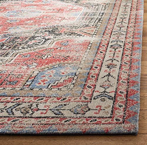 Tapete clásico vintage Safavieh 5' x 8' rojo y carbón miniatura 6