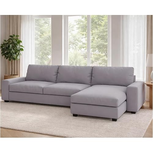 Width: 125.2", Not 110" Dense Cotton KIVIK Three 3 Seat Sofa with Chaise Sectional Cover Replacement, Compatible with IKEA Kivik 4 Four Corner Lounge Slipcover Only (Light Gray)