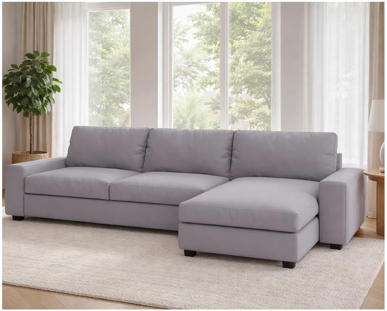 Width: 318CM, Not 280CM. Dense Cotton KIVIK Sectional, 4 Seat Sofa Cover Replacement Made for IKEA Kivik Corner Chaise Lounge Slipcover Only (Light Gray)-picture-25