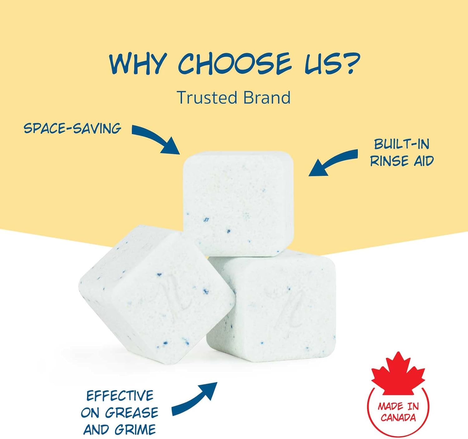 Nellie’s Dish Cubes – 64-Pack (4 Boxes of 16 Cubes) – Compact Dishwasher Detergent – Space-Saving, Plastic-Reduced Packaging – Tough on Grease and Grime – Made in Canada