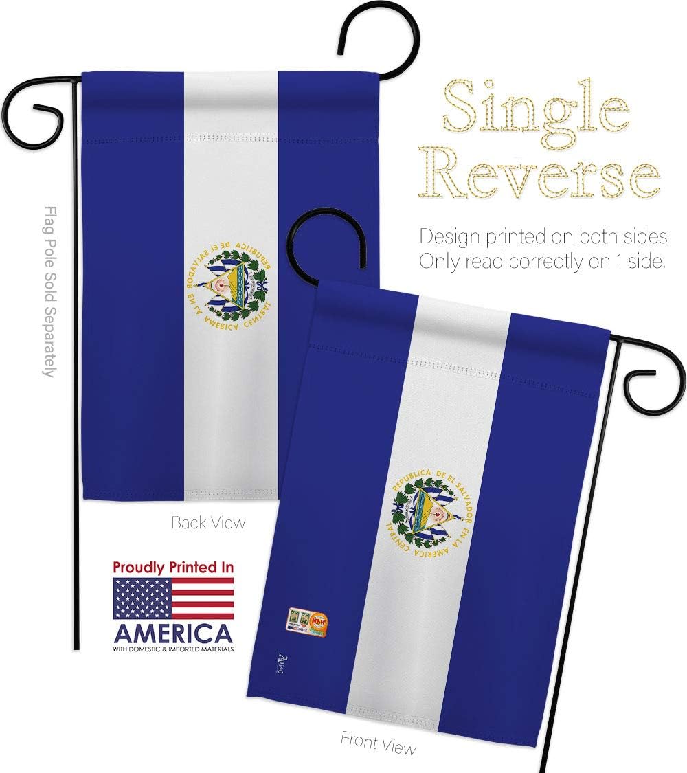 El Salvador Garden Flag Set Wall Holder Regional Nationality Nation International World Country Particular Area Small Decorative Gift Yard House Banner Made In USA 13 X 18.5