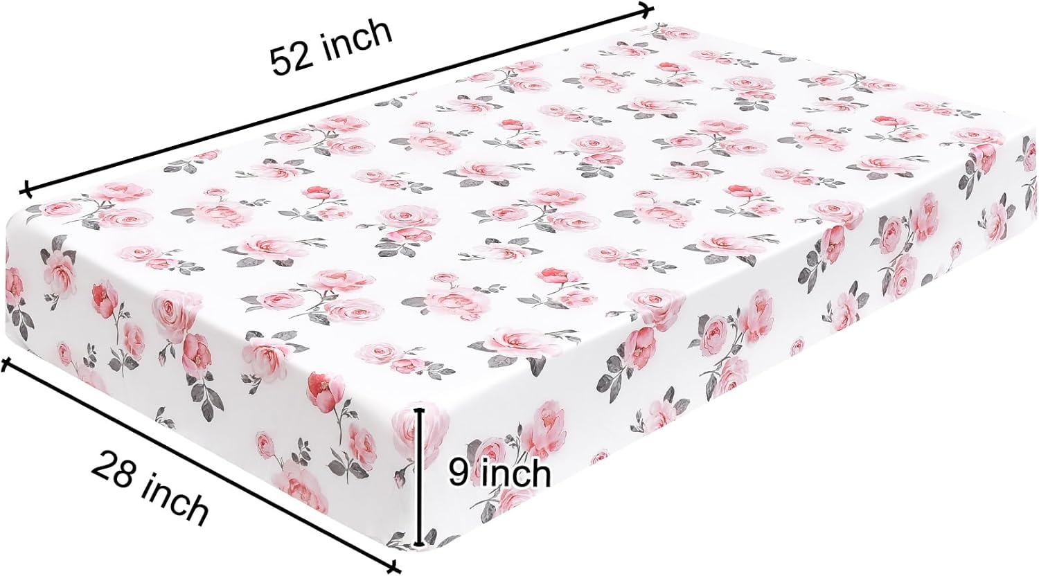 PHF 3 Pack Soft Rose Floral Crib Sheets Fitted, Silky Comfy Breathable Baby Sheets for Boys Girls, 28x52 Inches Fits Standard Crib and Toddler Mattresses, Pink Floral - Image 7