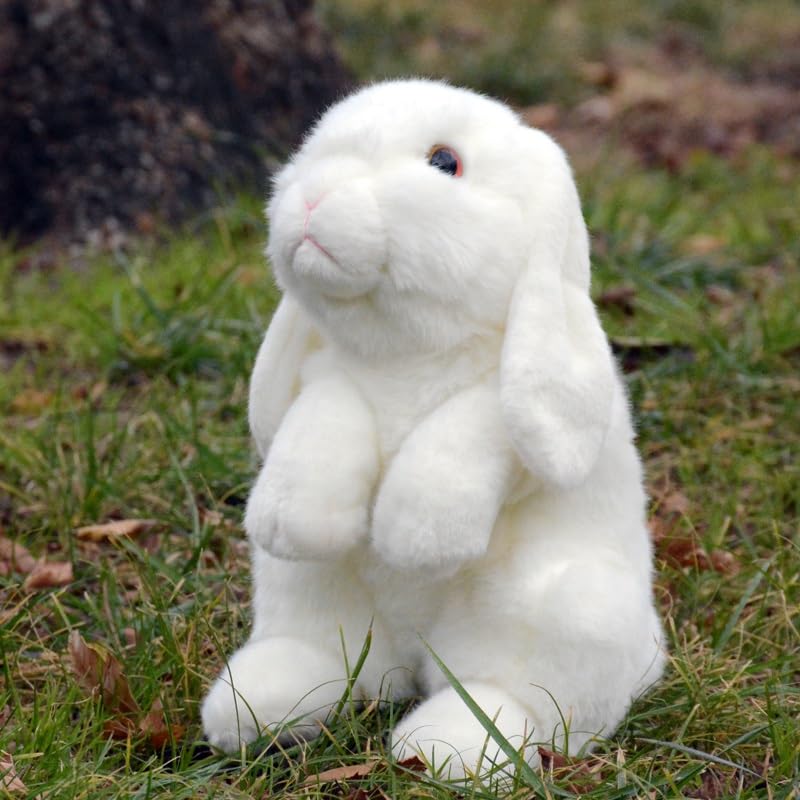 Peluche lapin bélier blanc réaliste et doux pour enfant - 3