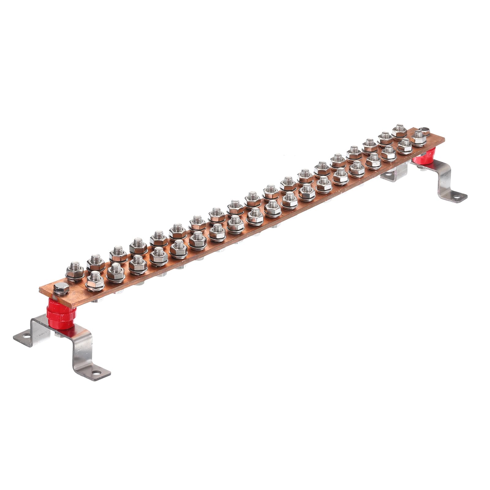 QUARKZMAN 1 Juego Pared Montado 24" x 2" x 0.24" Cobre Tierra Barra con 38 Terminal Posiciones Tierra Barra Kits