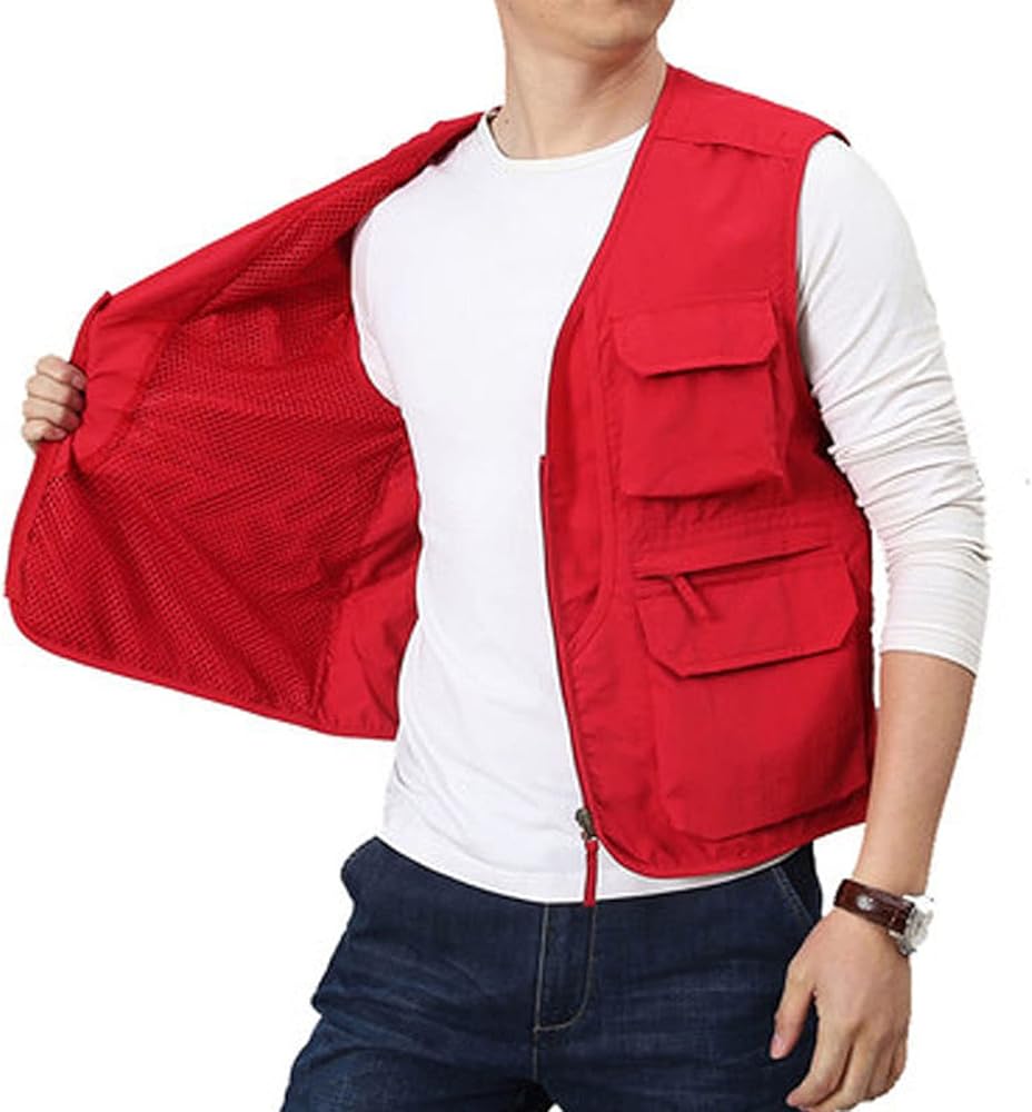 Gilet Utilitaire Vintage REI - Homme Taille L - Kaki Coton - Poche Multi - Safari/chasse