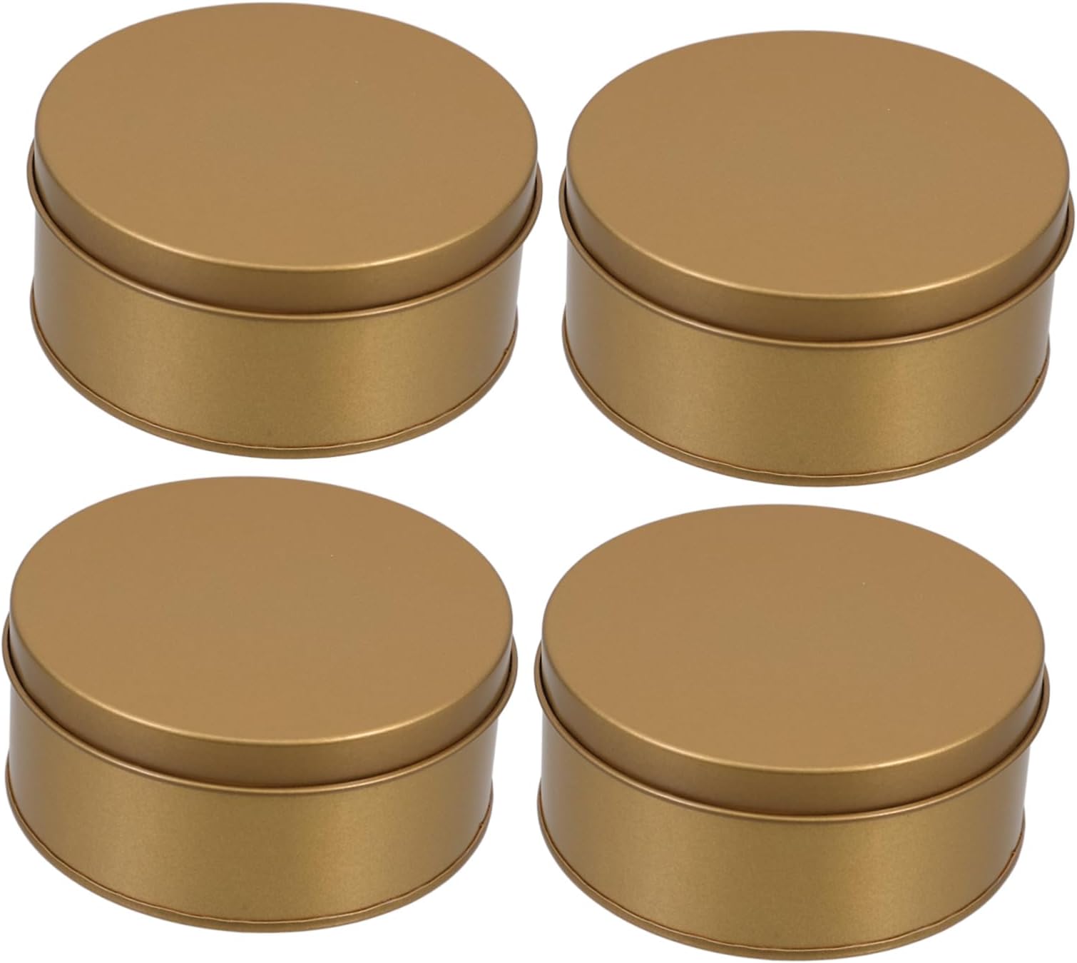 4pcs Large Round Golden Tin Containers for Cookie and Candy Storage Airtight Metal Boxes with Lids for Use Elegant Packaging
