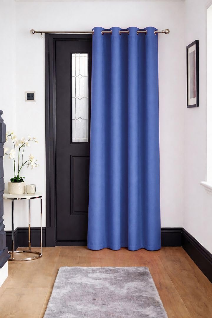 John Aird Blackout Curtains Thermal Energy Saving Eyelet Curtains for Bedroom & Living Room Including Tie Backs (Blue, Door Panel W 52" x L 84" (1 Panel) — image 1