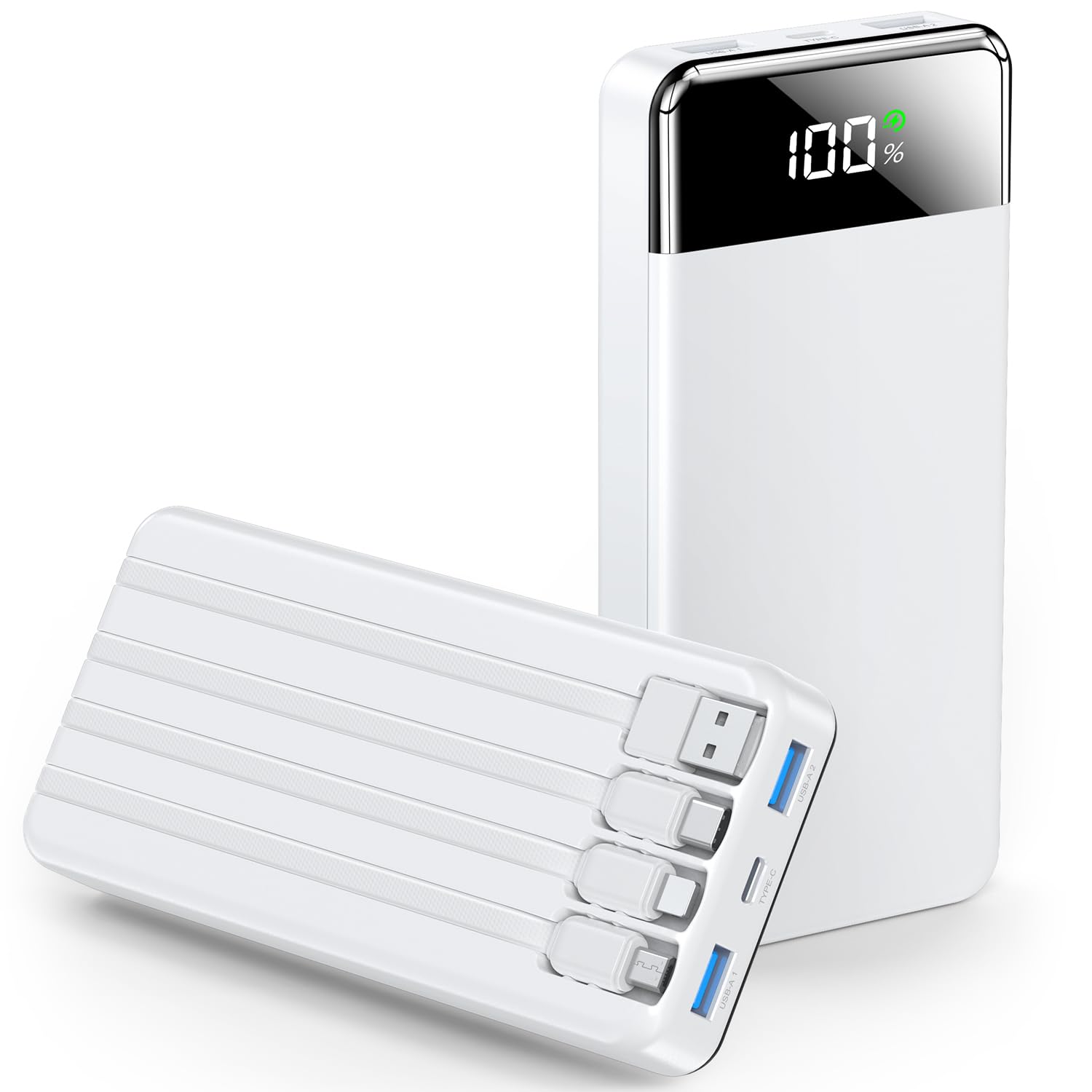 SABANI Portable Charger 35000mAh Power Bank - Portable Battery with 4 Built in Cables 22 5W Fast Charging