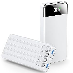 SABANI Portable Charger 35000mAh Power Bank - Portable Battery with 4 Built in Cables 22 5W Fast Charging
