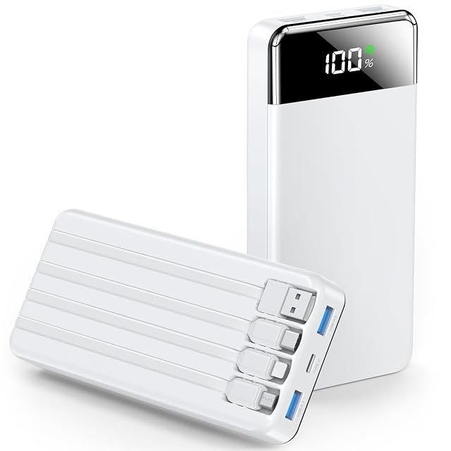 SABANI Portable Charger 35000mAh Power Bank - Portable Battery with 4 Built in Cables 22 5W Fast Charging
