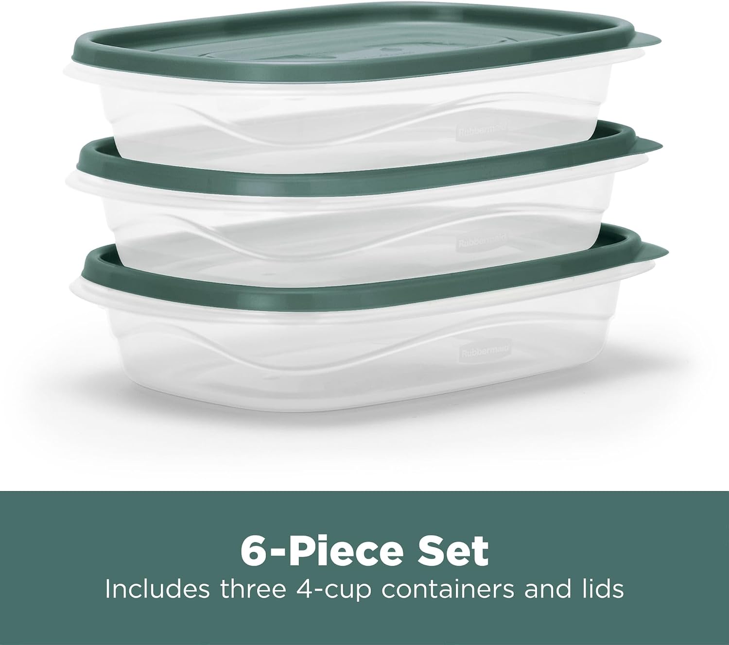 Rubbermaid TakeAlongs Food Storage Containers with Lids, 4-Cup, 3-Pack