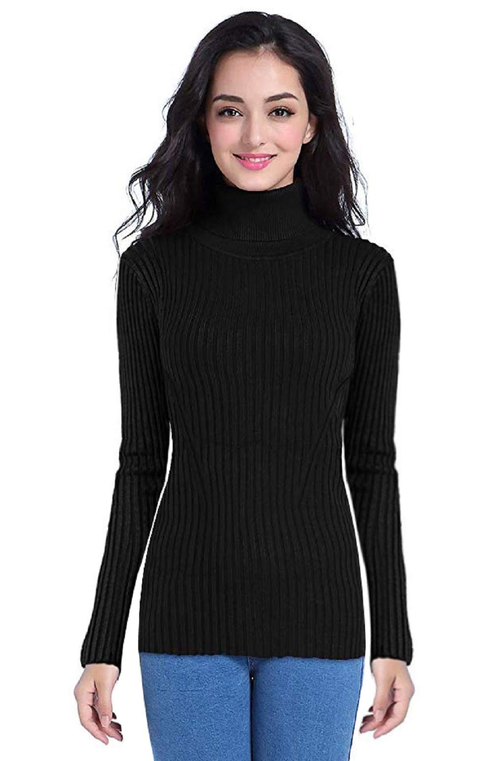 DENIMHOLIC Women's Cotton Turtle Neck Sweater (in, Alpha, L, Turk Blue)