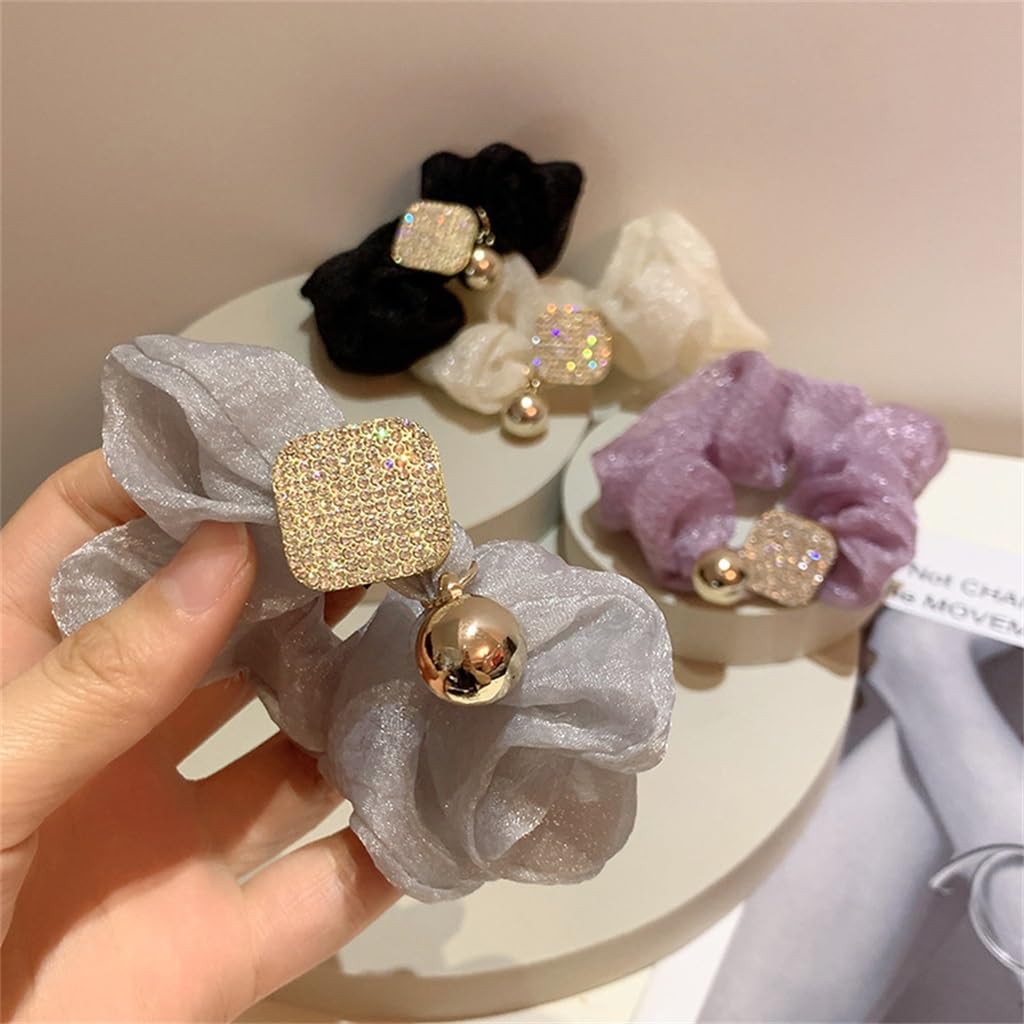 Korean Atmospheric Square Rhinestone Buckle Glitter Bubble Crinkle Hair Band Headdress(E) image 2