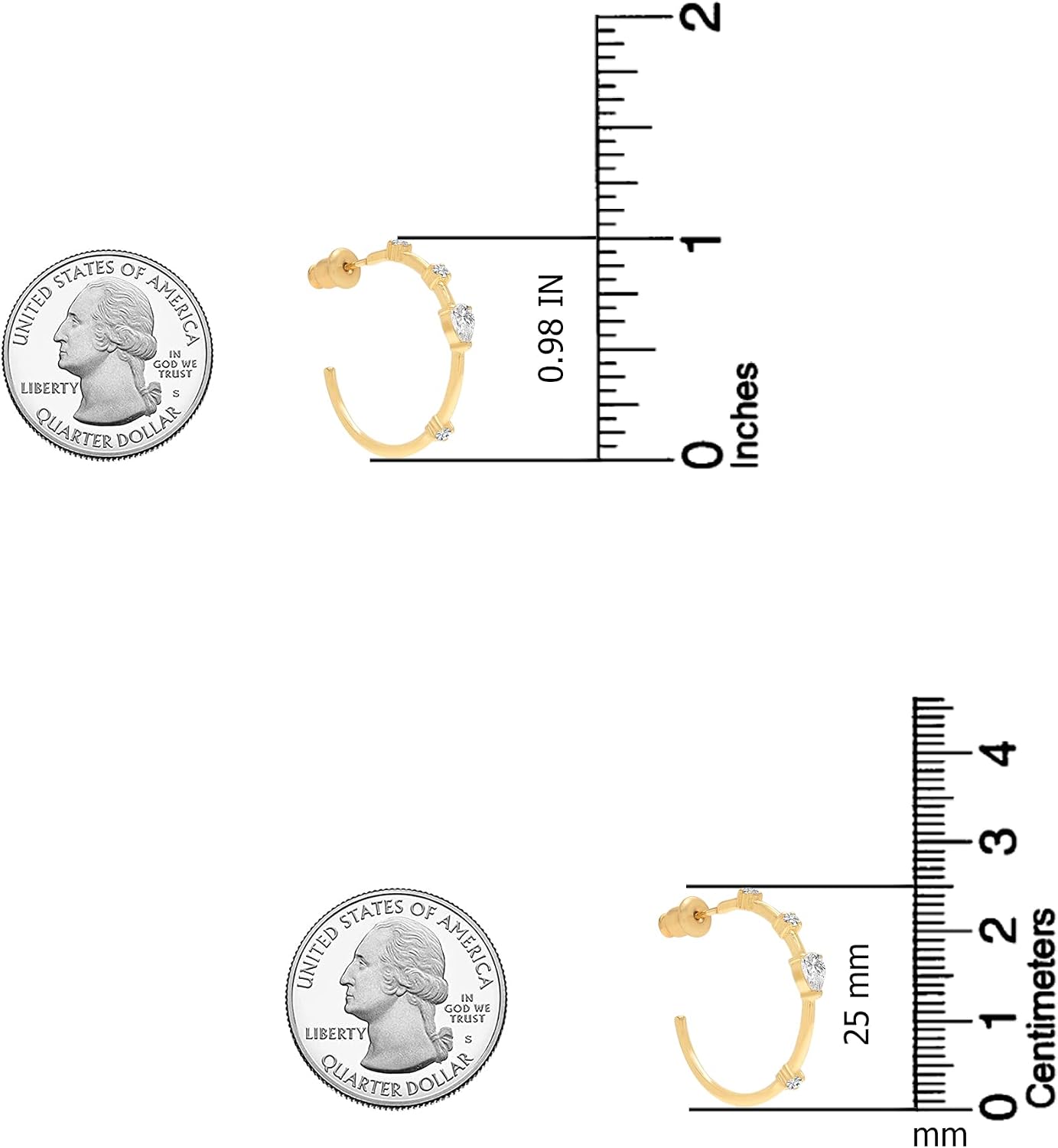 LeCalla Real 925 Sterling Silver C Hoop Earrings for Women's Jewelry Lightweight Small Heart CZ Hoops Italian Half Earring Hoops for Women - Image 4