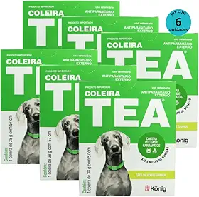 Kit Coleira Contra Pulgas E Carrapatos TEA 327 Cães Grandes König 38g C/ 57cm C/ 6 unidades