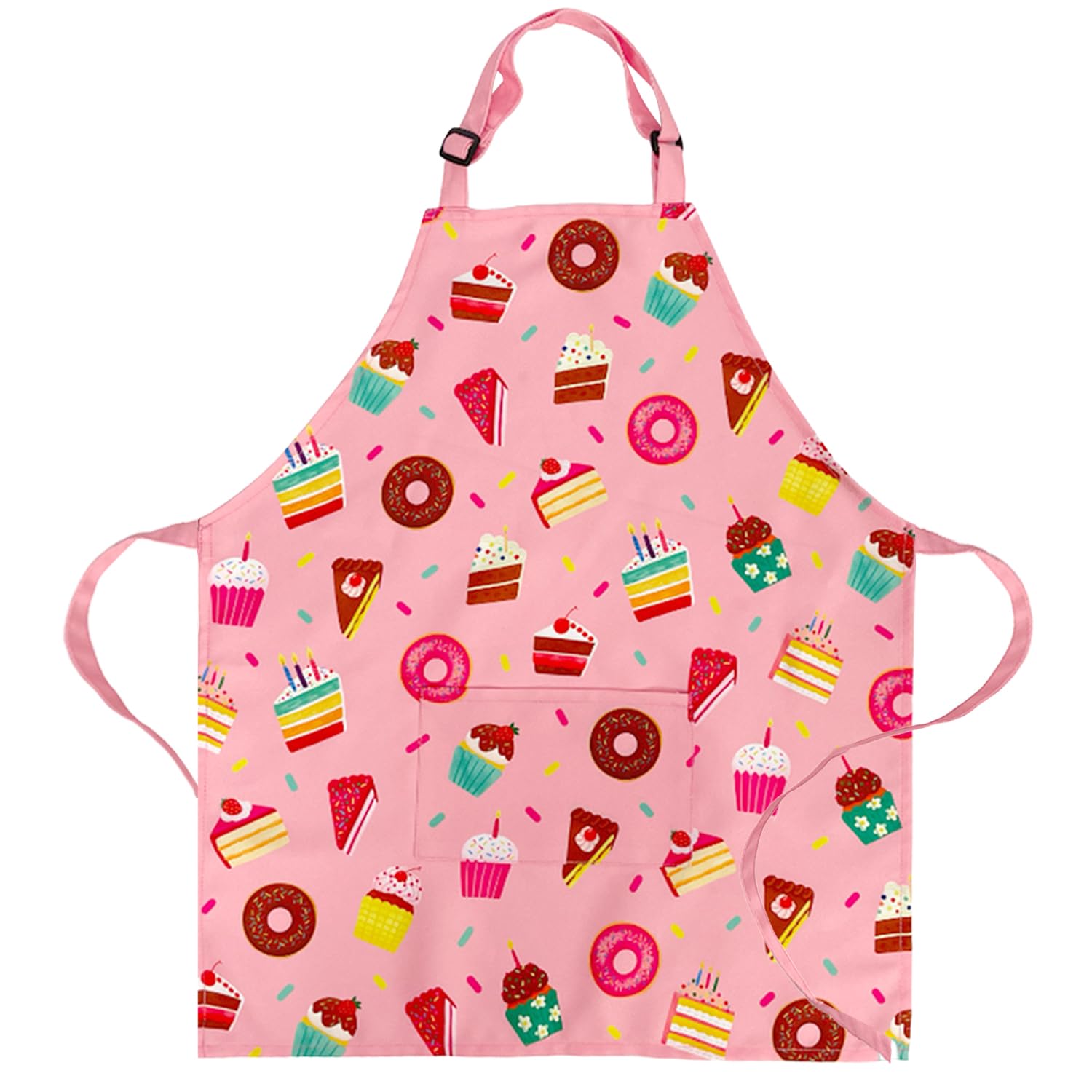 DECOWALL AP-002 Kids Apron - Cup Cake for Girls Boys Chef Kitchen Apron with Pocket for Children Cooking Baking Painting Crafting Art Gardening Adjustable Strap Gift Little Helper
