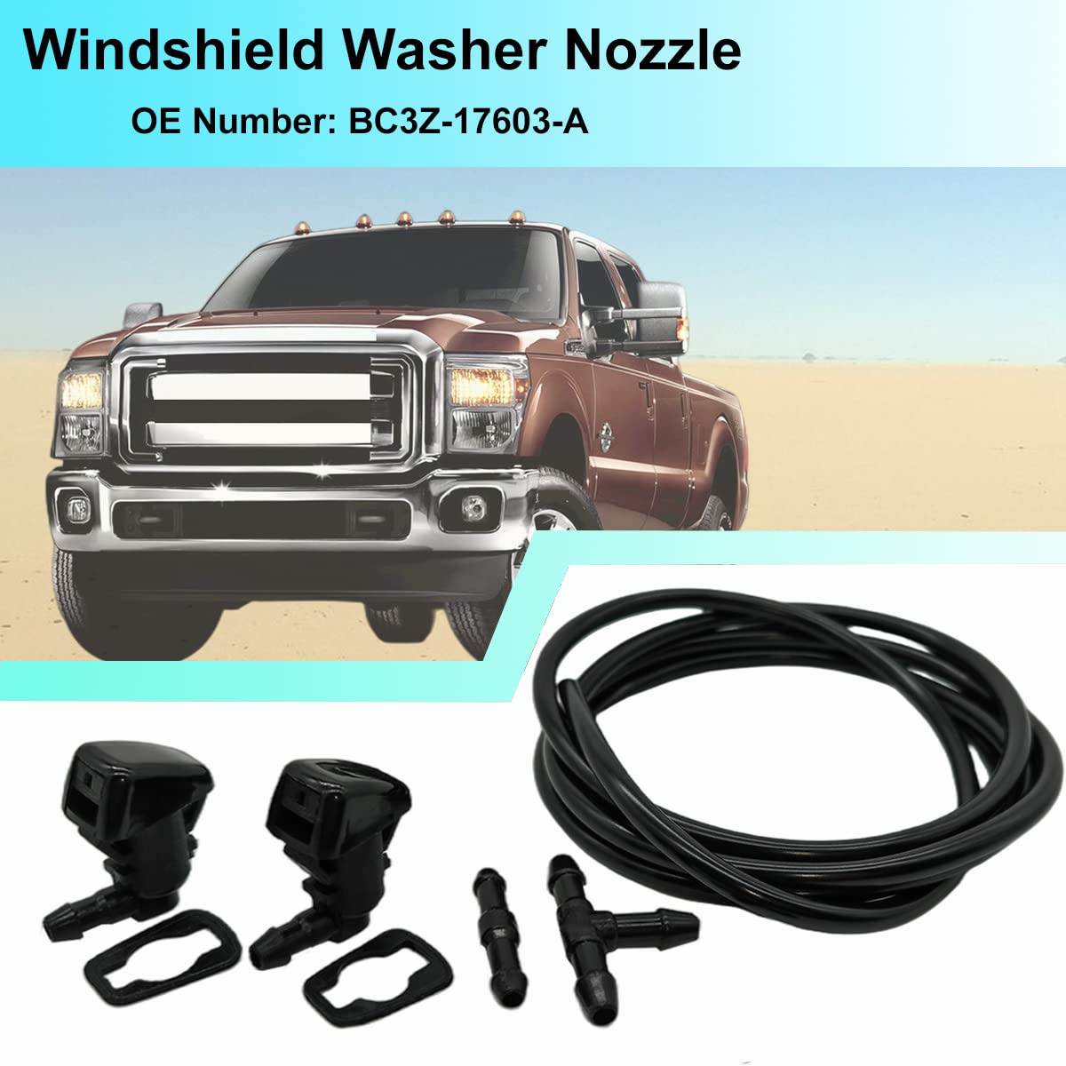 Black Washer Sprayer Replacement Windshield Washer Nozzles For 2011 2016 Ford F250 F350 F450 F550 Super Duty Left 730446 - Foto 6