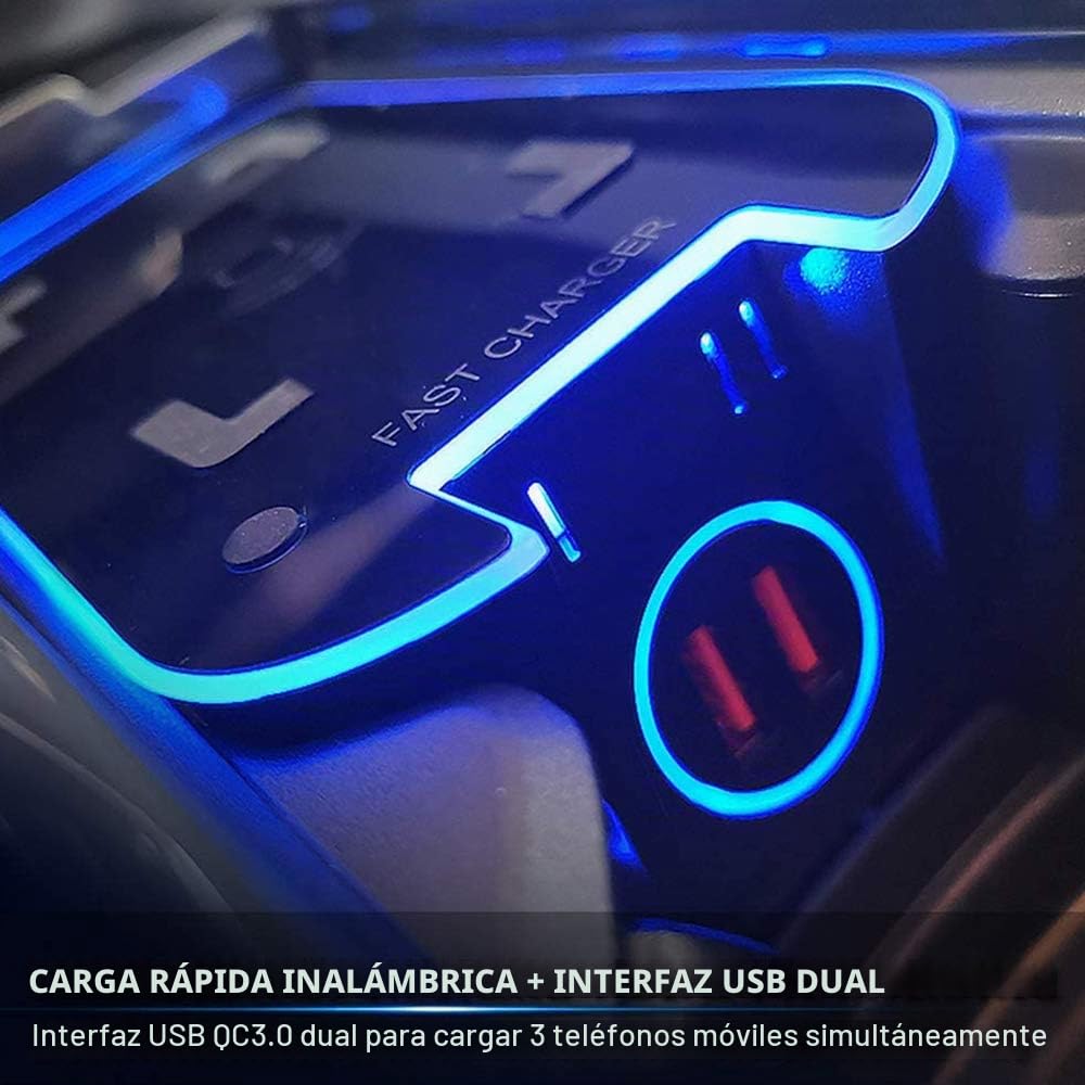 Nuevo Cargador Inalámbrico Coche para Volvo XC90 XC60 V90 V60 S90 S60 2016-2021 Consola Central Panel, 15W Carga Rápida Auto Teléfono Cargador con 2 18W QC3.0 USB Puertos para iPhone Samsung
