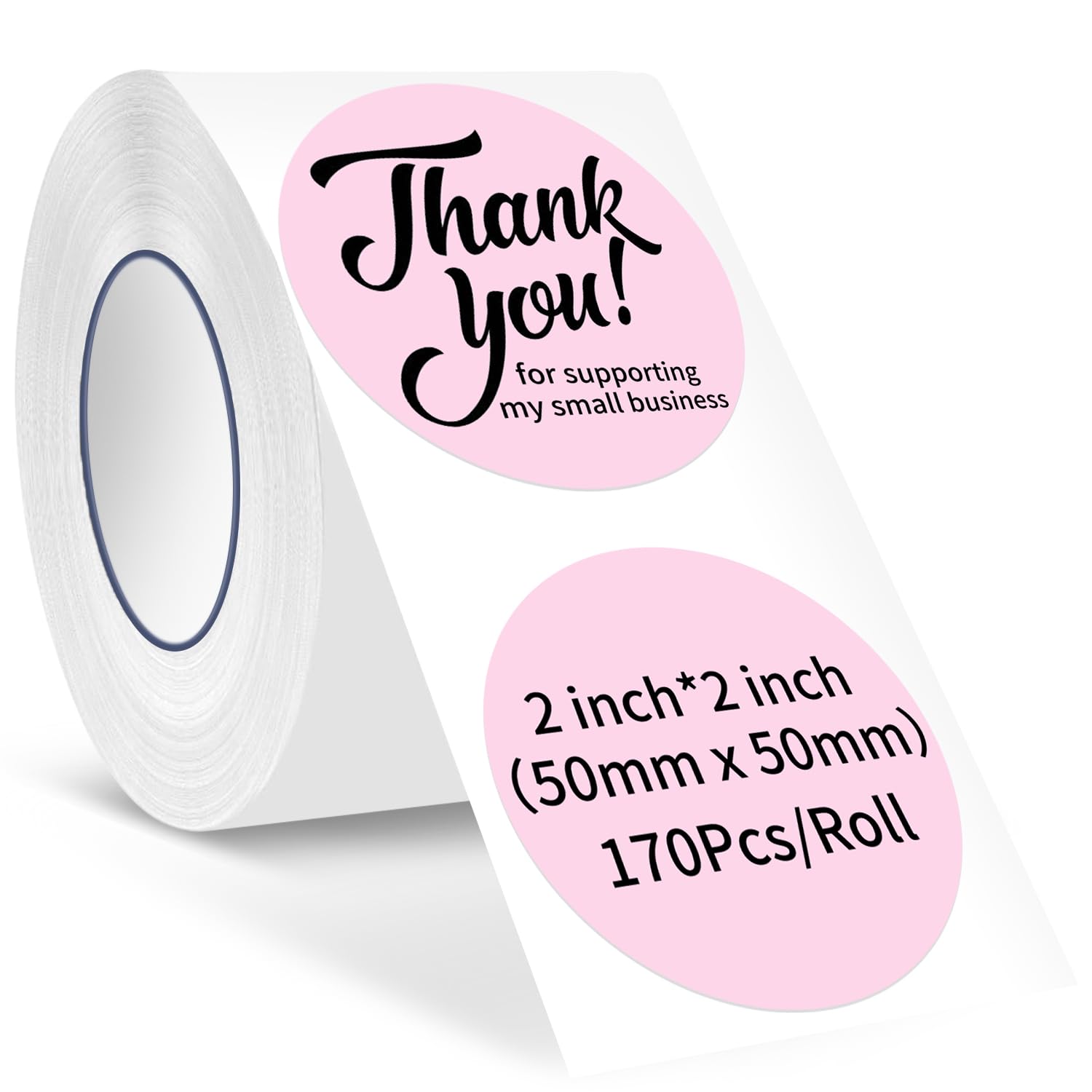 Rongta R22 Label Maker Tape Labels, Genuine Laminated Thermal Label Tape Refill, Waterproof Oilproof Highly Adhesive Auto Detect Labels, Black on White (Pink, Φ 50 mm)