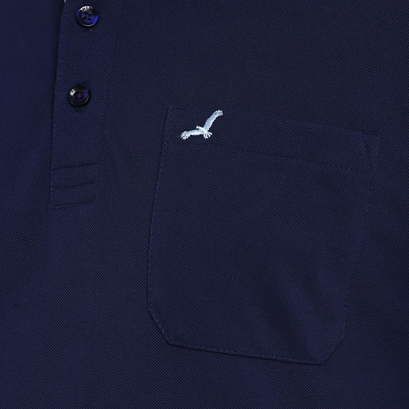Image of AMERICAN CREW Men's Cotton-Poly Regular Full Sleeve Polo T-Shirt with Pocket