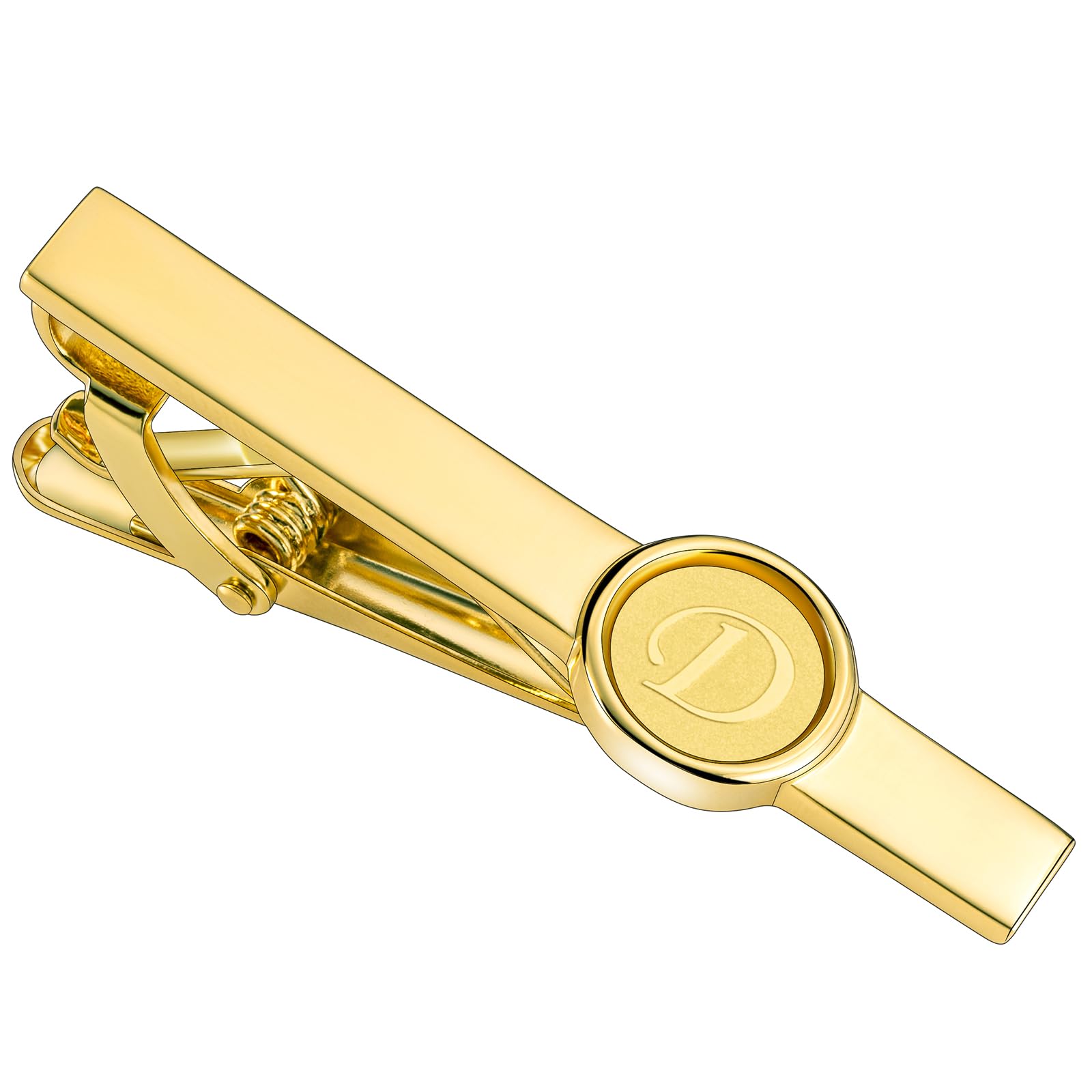 HAWSON 2 inch Tie Clips and Cufflinks Sets for Men A-Z Gold Engraved Letter Cufflinks and Tie Clips Sets for Formal Business Wedding