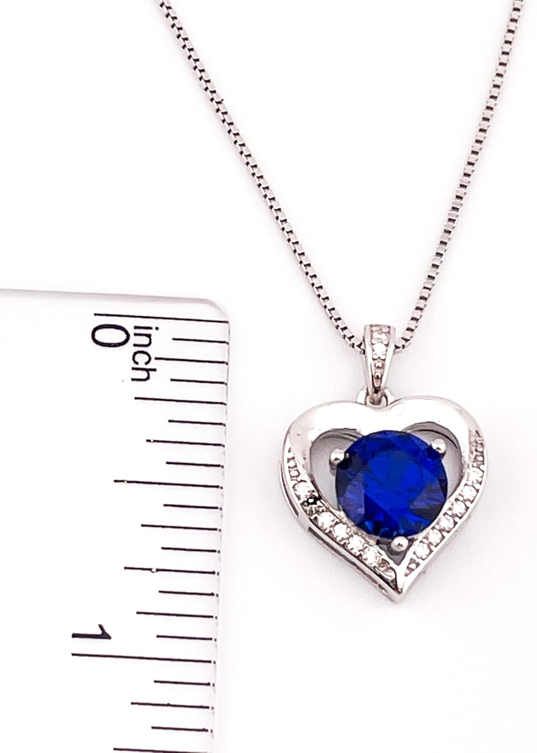 HANDMADE 2.8 carat Diamond and Sapphire Heart Pendant Necklace for women Natural Sapphire Heart Necklace gift for Her Women Fine Jewellery White Gold 18k Sterling Silver Valentine Sapphire Anniversary - Image 3