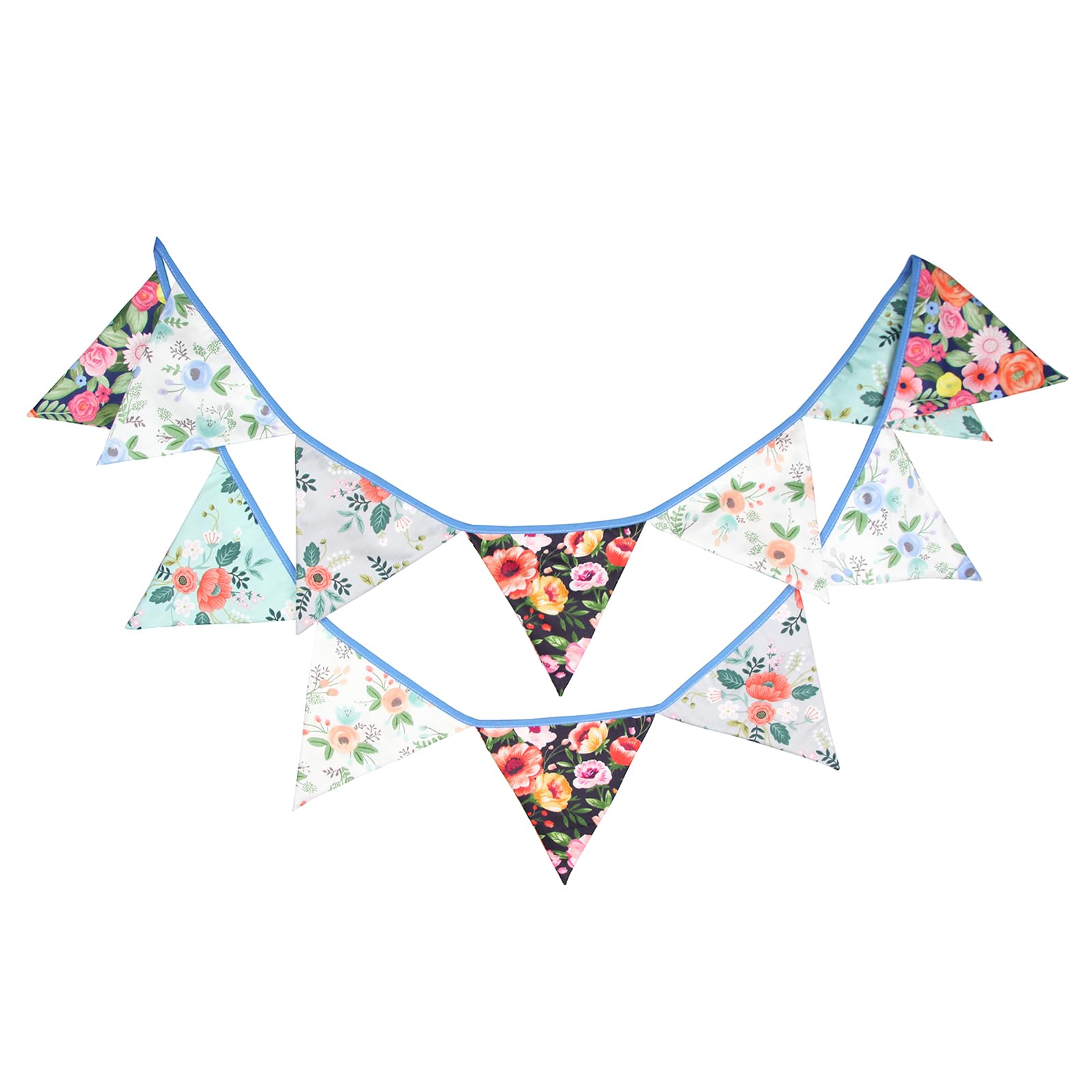 G2PLUS Two Layer Fabric Bunting Banner: 3.3m Floral Triangle Garland for Vintage Themed Wedding, Afternoon Tea, Garden, Spring Party Decoration — image 1
