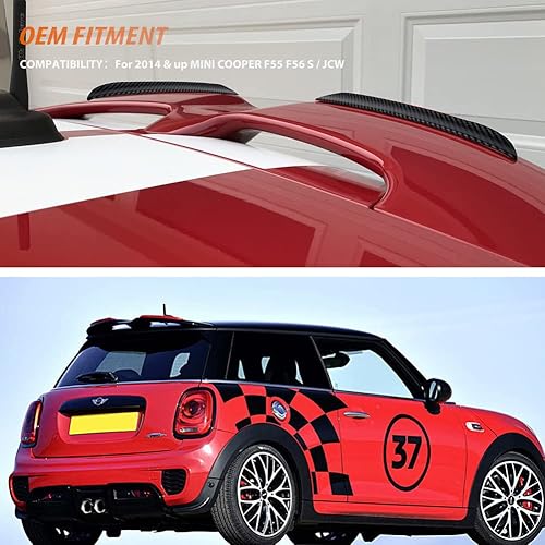 Miniatura 5 de Adiil Aletas de borde de extensión de alerón de alerón de estilo de fibra de carbono compatibles con Mini Cooper F55 F56 SJCW 2014 y más