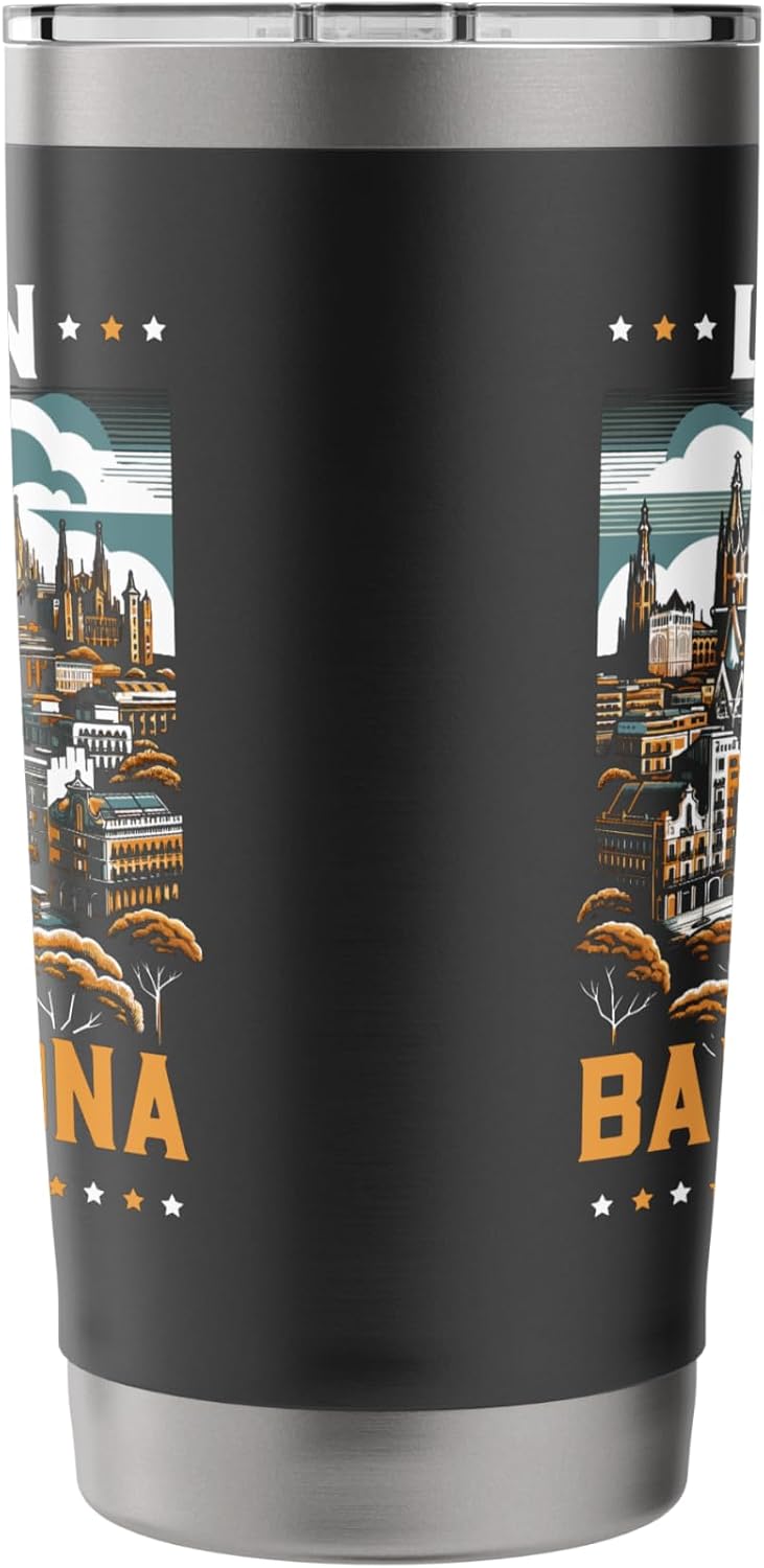 Barcelona Spain Travel Vacation Europe Barcelona Skyline Stainless Steel Insulated Tumbler image 2