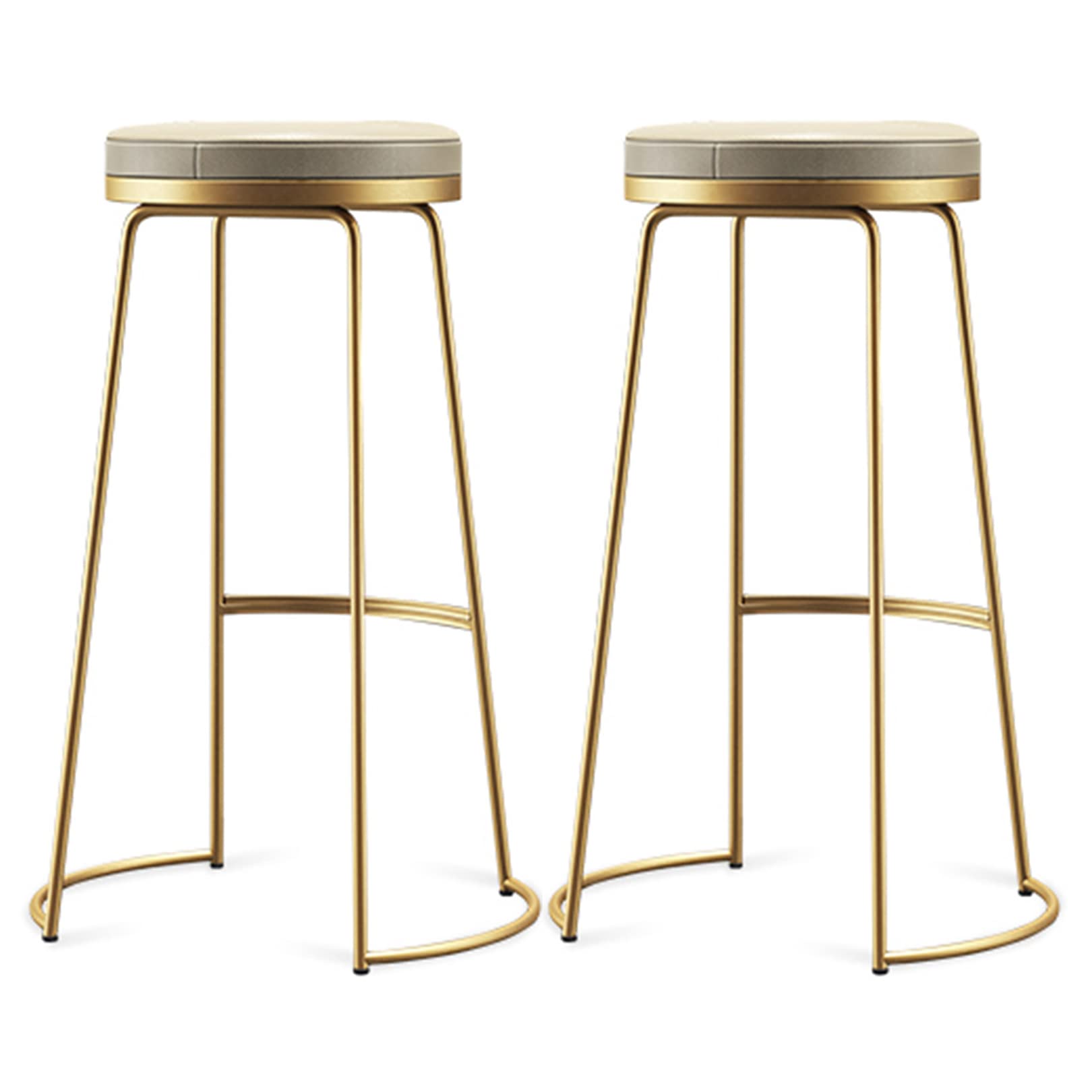 Tabourets de bar en cuir PU lot de 2 chaises de comptoir dorées 65cm